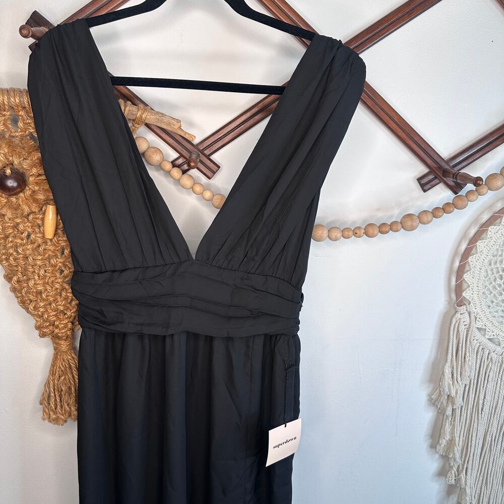 NEW Revolve Superdown Lory Black Plunge Neck Maxi Dress